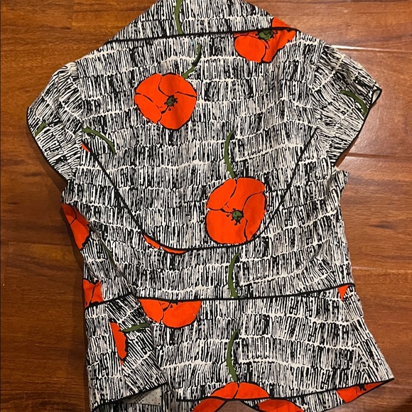 Anthropologie Elevenses Red Poppy Floral Patterned Blazer - Picture 3 of 3